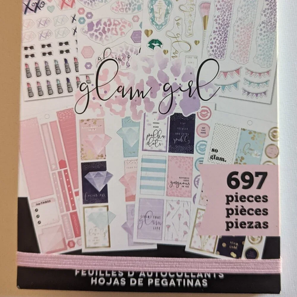 NWT 'Glam Girl' 697 pcs Happy Planner Sticker Book Classic Fashion Pink Diva NEW